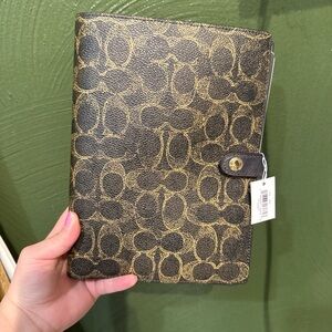 NWT Coach Brown Monogram Snap-Tab notebook